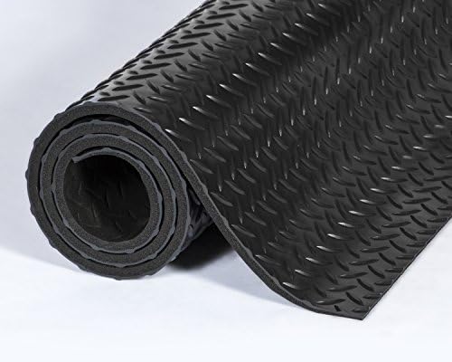 Industrial Deck Plate Ultra 4'x75' Black Anti-Fatigue Ergonomic Commercial Floor Mat Roll