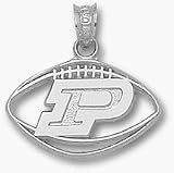 Purdue Boilermakers Pierced P Football Pendant - Sterling Silver Jewelry