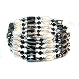 Magnetic Wrap Necklace/Bracelet - Black with Fresh WaterPearls 36 Inch in Length