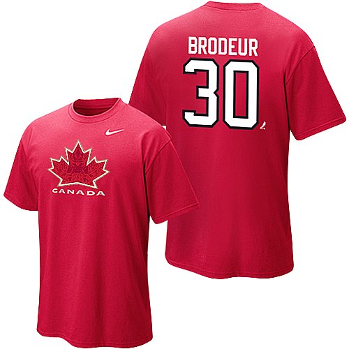 Nike Team Canada 2010 IIHF Olympics Martin Brodeur Name and Number T-shirt