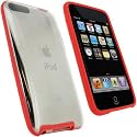 igadgitz Hybride Silikon und Kristall-Polyharz Hartschalentasche Hardcase Etui Schutzh&uuml;lle Tasche Case H&uuml;lle in Rot f&uuml;r Apple iPod Touch 2G 2. Gen & 3G 3. Gen Generation 8gb, 16gb, 32gb & 64gb + Display Schutzfolie