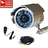 VideoSecu Infrared Color Day Night CCD CCTV Outdoor Indoor Weatherproof Video Security Camera with Power Supply and Cable IR24SKC 1OS