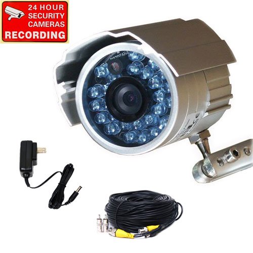 VideoSecu Infrared Color Day Night CCD CCTV Outdoor Indoor Weatherproof Video Security Camera with Power Supply and Cable IR24SKC 1OS
