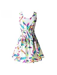 Sexy Floral Print Summer Chiffon Sleeveless Mini Dress 