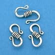 3 Sterling Silver Small Bali S-Hook Clasps Jewelry 14mm