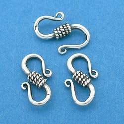 3 Sterling Silver Small Bali S-Hook Clasps Jewelry 14mm