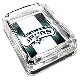 Image San Antonio Spurs Glass Ashtray - Dimensions 3 Inch x 4 Inch - Simulated Black Velvet Botton
