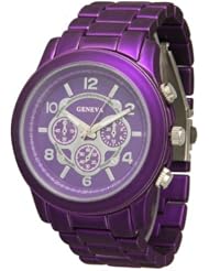 Ladies Geneva Boyfriend Chronograph Link Watch - Purple