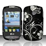 IMAGE OF LG 800g (TracFone) Rubberized Design Snap on Hard Case Cover Phone Protector - White Flowers (free ESD Shield Bag, Ship in Carton Box)