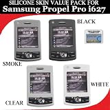 Silicone Skin 4 pc. Value Pack for your Samsung Propel Pro i627 (Black, White, Clear, Smoke) Bonus DBRoth Microfiber Cleaning Cloth Included
