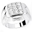 Solid Sterling Silver Cubic Zirconia Rhodium Plated Men's Ring with Eye-Catching Center CZ Design