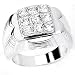 Solid Sterling Silver Cubic Zirconia Rhodium Plated Men's Ring with Eye-Catching Center CZ Design