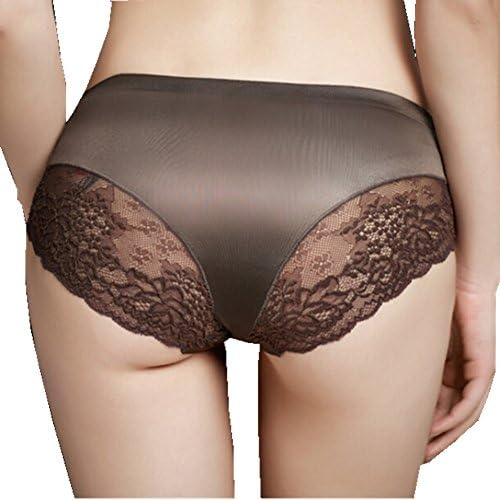 Women Lace Seamless Panty Knickers Underwear Boxer briefs Panties Brown XL