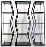 Unique Japanese Style Room Divider - 60 Set of 3 Bentwood Curio Display Shelf Unit Book Case Room Divider