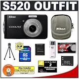 Nikon Coolpix S520 8 Megapixel Digital Camera (Black) with 3x Optical Zoom & 2-Year Extended Service Coverage + Card Reader + Nikon Digital Camera Case