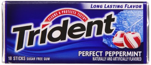Trident Sugar Free Gum (Perfect Peppermint, 18-Piece, 3-Pack)