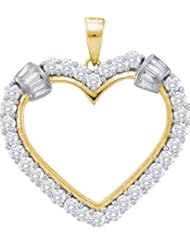 1.00CTW DIAMOND HEART PENDANT CHARM 14K Yellow-gold