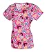 G Med Women's Mock Wrap Back Tie Printed Scrub Fashion Sets