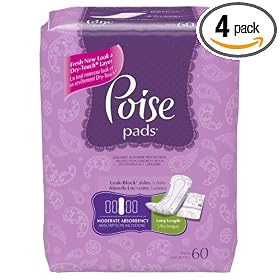 Poise Bladder Protection Pads, Moderate- Long, 60-Count (Pack of 4)