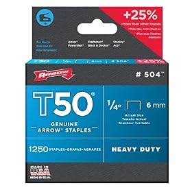 Arrow Fastener 504 Genuine T50 1/4-Inch Staples, 1,250-Pack