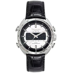 Triumph Motorcycles Men's 3021-02 Analog-Digital Black Leather Watch