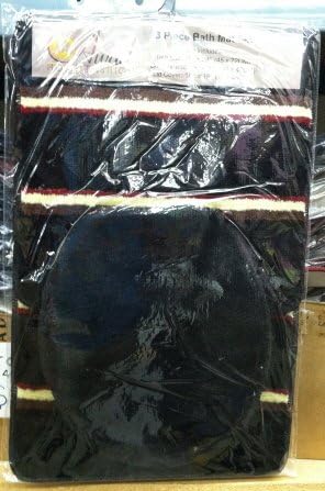 3 Piece Black/Stripes Bathroom Rug/Mat, Contour & Lid Cover Set
