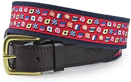 Vineyard Vines Mens Nautical Flag Red Canvas Club Belt Accessory