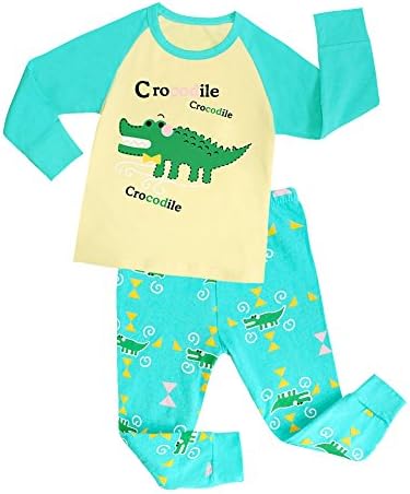 Little Girl Boy Cotton Pajamas Crocodile Pattern Children Pajamas Size 2T-7Y