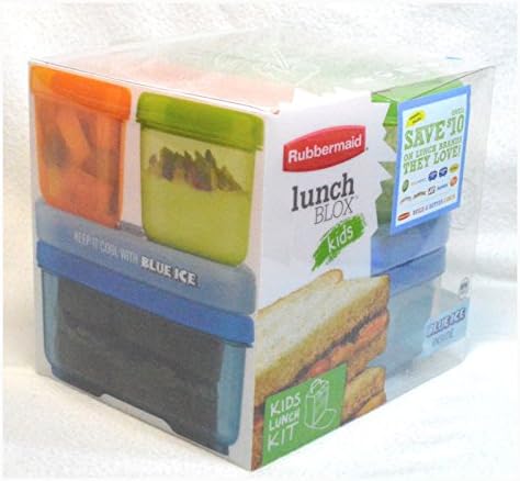 Kid's Insulated Lunch Bag with Rubbermaid Lunch Blox Sandwich Kit and Drink Bottle Bundle - BLUE