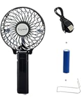 Topwell&reg; Handfan Rechargeable Fans Portable Handheld Mini Fan Battery Operated Cooling Fan Electric Personal Fans Foldable Fans with 18650 Battery for Home and Travel (Black)