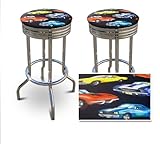 IMAGE OF 2 Old Muscle Car Hotrod Specialty / Custom Barstools Set