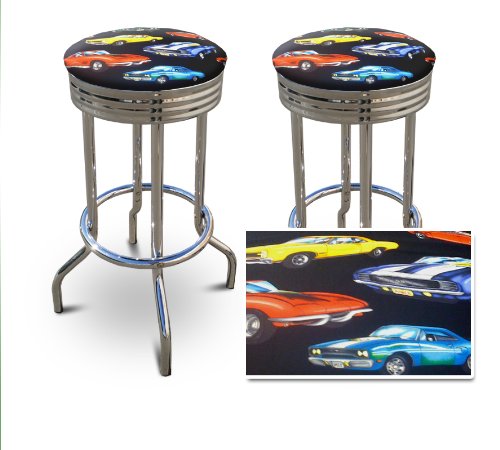 2 Old Muscle Car Hotrod Specialty / Custom Barstools Set