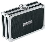 Vaultz Locking Pencil Box, 1.875 Height x 7.75 Width x 4.5 Depth Inches (Interior Dimensions), Black with Chrome Accents (VZ01479)