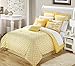 Chic Home Iris 7-Piece Comforter Set with Four Shams and Decorative Pillow, Queen Size, Yellow, Bedskirt