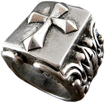 Striking Mens Extra Large Medieval Look Cross Stainless Steel Ring : Size 9