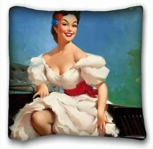 Soft Pillow Case Cover ( Pin Up Girl ) Pillowcase Cushion Cover Design Standard Size 20x30 inches One Sides suitable for Twin-bed