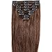S-noilite Clip in Hair Extensions Real Human Hair 8pcs 18 Clips 75g Full Head Clip on Human Hair Extension Soft Straight For Women (10Inch, 4 Medium Brown)