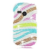 WIRELESS CENTRAL Brand Hard Snap on case With RAINBOW ZEBRA Rhinestones Bli ....