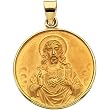 18K Yellow Gold Sacred Heart of Jesus Medal - 24.50mm