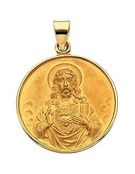 18K Yellow Gold Sacred Heart of Jesus Medal - 24.50mm -- LIFETIME WARRANTY