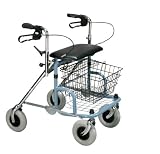 Drive Medical 466 Winnie Walker EXP Steel Rollator 4 Wheel Loop Lock Light Blue and Chrome