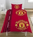 Manchester United FC Football Duvet Cover and Pillowcase 'Stripe' Design Bedding