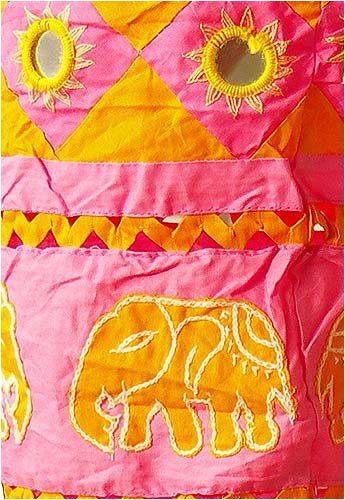 ShalinCraft Lampshades Multicolored Applique Embroidered Fabric Indian-Style (clamp080)