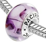 925 Sterling Silver Murano Style Glass Bead - Plumberry (Pandora and Chamilia Compatible)