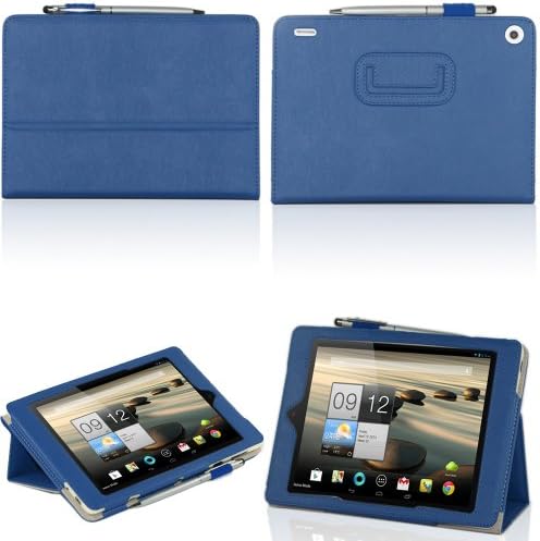VSTN Iconia A1-810 Multi-Angle Stand Slim-Book PU Leather Cover Case with Hand Strap&Card Holder (For Acer Iconia A1-810, Blue)
