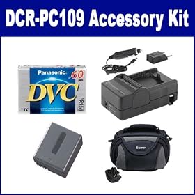 Sony DCR-PC109 Camcorder Accessory Kit includes: SDC-26 Case, DVTAPE Tape/ Media, SDNPFF70 Battery, SDM-102 Charger
