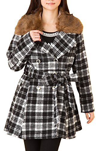 (Goldjapan)ゴールドジャパン 大きいサイズ レディース フェイクファー付き チェック柄ベルテッド コート ワンピースコート ピーコート Aラインコート フレアコート ダッフルコート トレンチコート 可愛い ゆったり Aライン 体型カバー フォーマル パーティー ドレス デート 結婚式 二次会 入学式 入園式 カジュアル エレガント きれいめ maru-335165