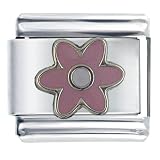 Flower Pink Italian Charms Bracelet Link