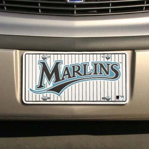 Florida Marlins White Metal License Plate