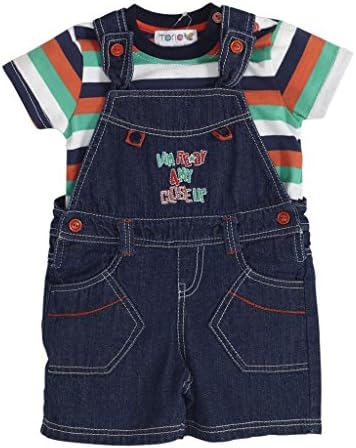 Torio Boys' Stars &amp; Stripes Overalls Denim with Top 0/3 Months Blue/Stripes